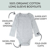 20-Pack Organic Cotton Long Sleeve Bodysuit & Knit Tri-fold Burp Cloth Bundle